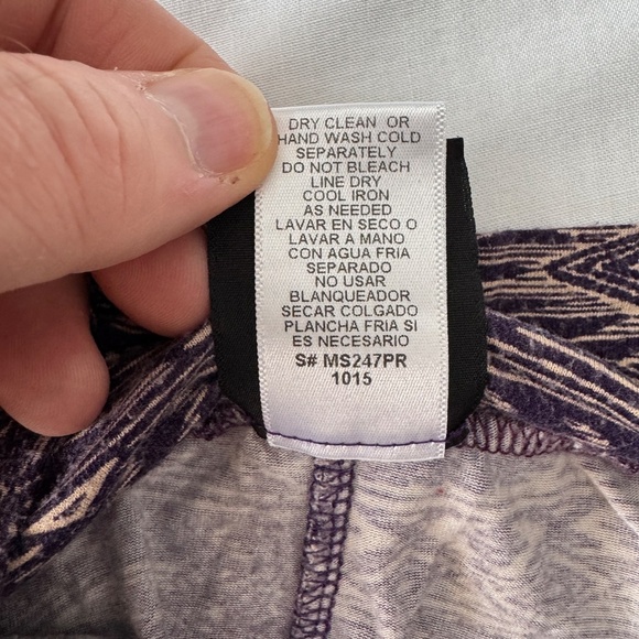 Bobeau Women's Boho Small Pull-On A-Line Midi Skirt Purple Aztec Tribal Festival - Picture 9 of 15